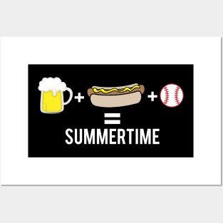 Baseball - Beer + Hot Dog + Baseball = Summertime Posters and Art